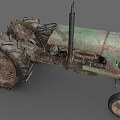 Rusty Vintage Tractor With Large Wheels Classic Design And Old Metal Body