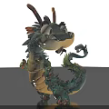 Cartoon Dragon Sculpture Colorful Scales Horns And Tail For Photo Check In Spot