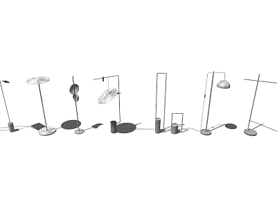Various Modern Floor Lamp Designs With Unique Shapes For Interior Decor 3d model