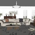 Modern Living Room Interior Design With White Sofa Coffee Table And Plants