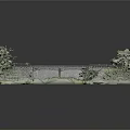 Detailed Landscape Model Scene With Wooden Bridge Green Foliage And Stone Railings 3d model