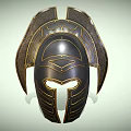 Black And Gold Fantasy Helmet Design With Winged Sides And Decorative Patterns