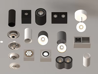 Modern Downlights And Spotlights Featuring Various Styles Black White Recessed Design 3d model