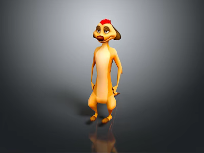 Cute 3D Animated Game Movie Character Meerkat With Red Head Yellow Body and Standing Pose 3d model