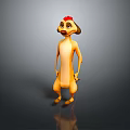 Cute 3D Animated Game Movie Character Meerkat With Red Head Yellow Body and Standing Pose