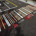 Decorative Plaza Paving Featuring Colorful Stripes Heart Designs and Arrow Motifs