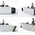 Modern Marble Reception Desk with Receptionist and Workstation Design Setup 3d model