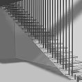 Modern Interior Staircase Design With Wooden Steps And Black Metal Railings Against White Wall