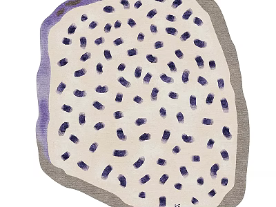 Round Area Rug Featuring Purple Spots On White Base For Modern Living Room 3d model