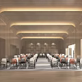 Modern Conference Room Interior With Wooden Walls Arched Ceiling And Neatly Arranged Seating