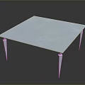 White Square Table With Conical Legs Glossy Smooth Surface And Dark Background 3d model