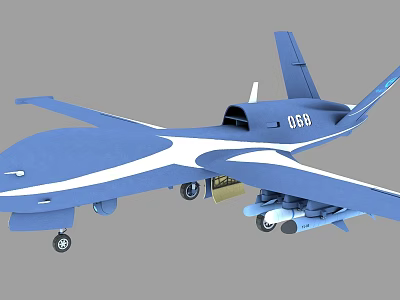 Blue Fighter Jet With White Markings 088 Armed And Landing Gear Extended 3d model
