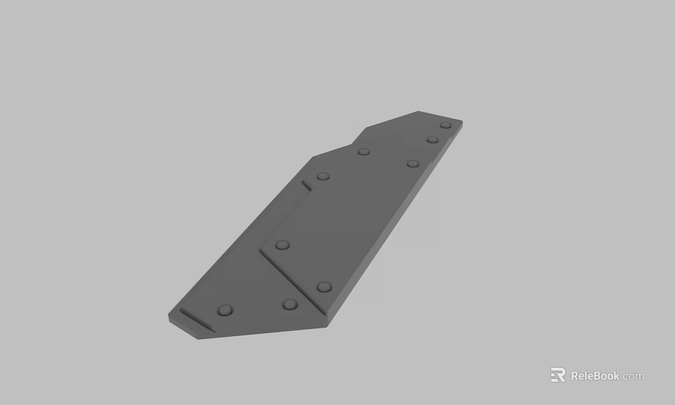 Gray Metal Plate With Multiple Bolt Holes For Industrial Mechanical Use 3d model 