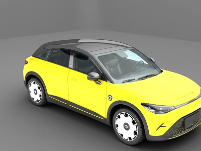 Yellow Modern Compact Crossover Car With Black Roof And White Alloy Wheels 3d model