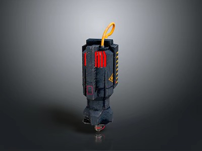 Tactical Military Style Grenade Weapon With Black Body Red Accents And Yellow Fuse 3d model