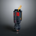 Tactical Military Style Grenade Weapon With Black Body Red Accents And Yellow Fuse