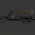 Vintage Gray Truck With Open Cargo Bed And Wooden Planks Design