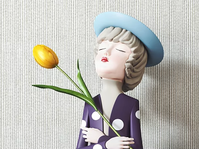 Modern Sculpture Flower Girl Sculpture Decorative Ornaments 3d model