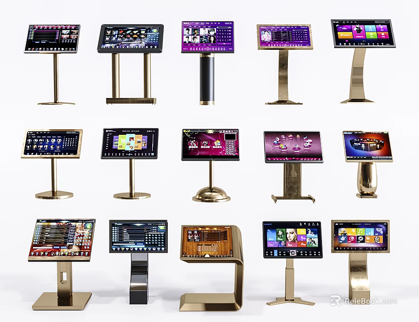Commercial Equipment With Various Screen Designs For Business Interactive Displays 3d model 
