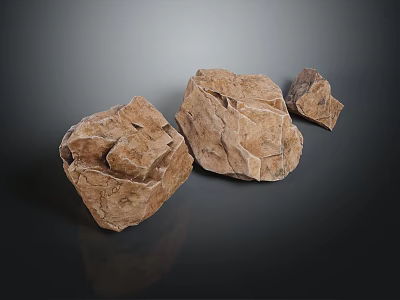 Natural Wood Stone Decorative Blocks With Rough Texture And Various Sizes For Home Decoration 3d model