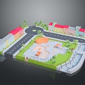 cartoon city cartoon street cartoon block old street old block miniature block miniature street 3d model