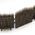 Wooden Fence With Pointed Tops Horizontal Rails And Sturdy Wooden Posts