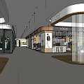 Modern Shopping Mall Interior With Retail Shops Brand Logos Display Windows And Floor Design