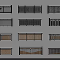 Various Decorative Fence Designs Featuring Metal Structures And Patterned Details 3d model