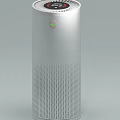 Silver Cylindrical Air Purifier With Green Indicator Light And Ventilation Holes For Home Use