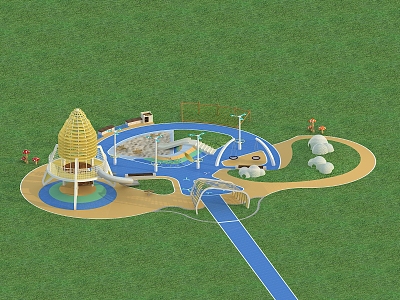 Modern play equipment children's activity field 3d model