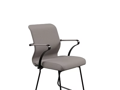 Gray Fabric Office Chair With Black Frame Armrests And Modern Design 3d model