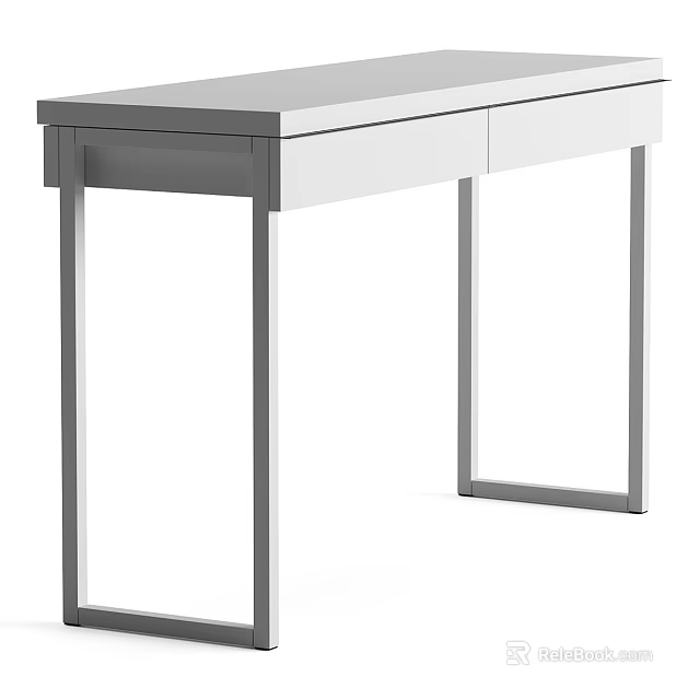 Modern White And Gray Console Table With Drawers Sleek Design And Metal Frame 3d model