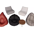 Modern Bean Bag Chairs in Multiple Colors and Styles with Small Wooden Table