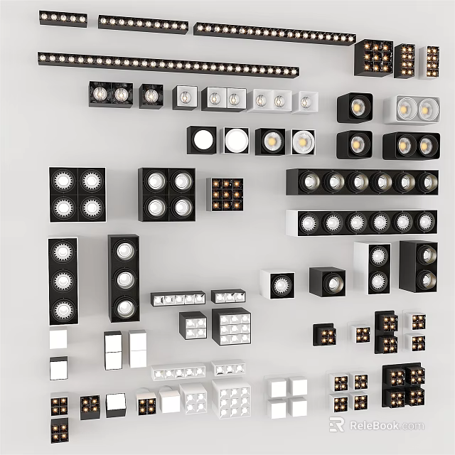 Various Modern Design Downlights And Spotlights With Different Sizes For Indoor Lighting 3d model