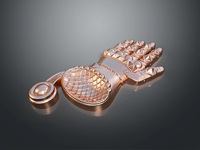 Elegant Copper Furniture Ornament With Decorative Mesh And Intricate Design 3d model