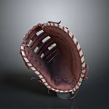 Brown Leather Baseball Glove With Stitched Details For Sports Activities