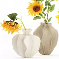 Potted Sunflower Plants In Various Ceramic Vases For Home Decoration