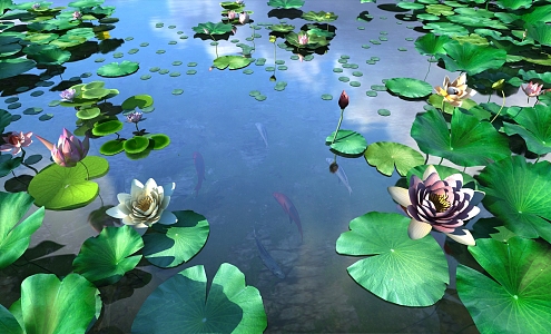 Modern Lotus Pond 3d model