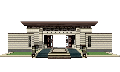 New Chinese Gate Entrance Gate 3d model