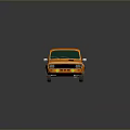 Vintage Orange Classic Car With White Stripes And Retro Exterior Design