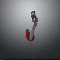 Gray Mechanical Bracket Design With Curved Arm Red Circular Base And Flat Panel