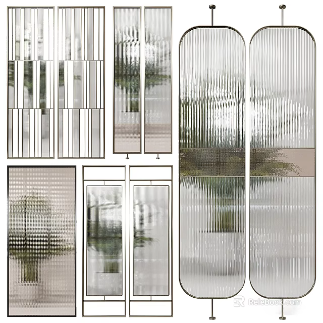 Textured Glass Wall Decor With Plant Reflections In Various Styles 3d model 
