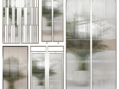 Textured Glass Wall Decor With Plant Reflections In Various Styles 3d model