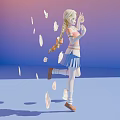 Playful Game And Movie Character In Striped Top White Skirt With Floating Cakes Hats Bows