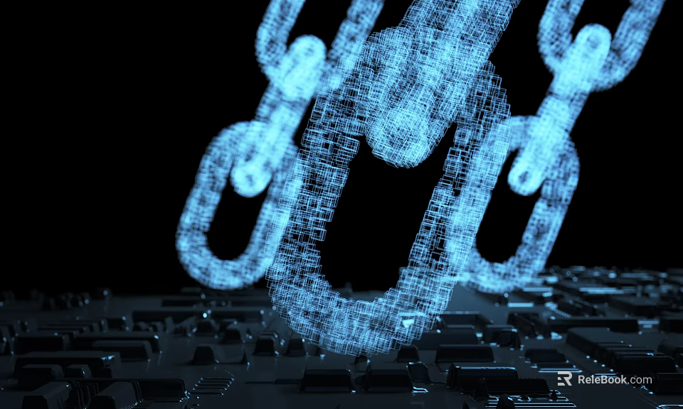 Mobile Digital Circuit Board Featuring Blue Chain Link Structure Design 3d model