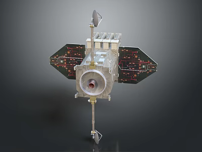 Detailed Small Satellite Model With Solar Panels Antenna And Sensor Structure 3d model