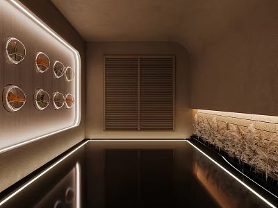 Modern SPA Sauna Space With Ambient Lighting And Decor 3d model