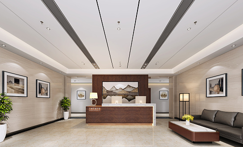 New Chinese Hall Hotel Lobby 3d model