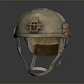 Tactical Military Weapon Helmet With Worn Surface Mounts And Adjustable Strap Attachments 3d model