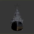 Detailed Naval Battleship Scale Model With Gray Orange Hull And Turrets